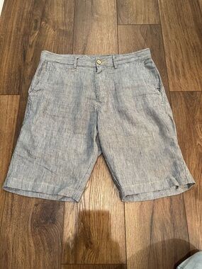 Tommy Bahama Seersucker 100% Linen Men’s Relax Fit Shorts Sz. 33 Navy/White 10”